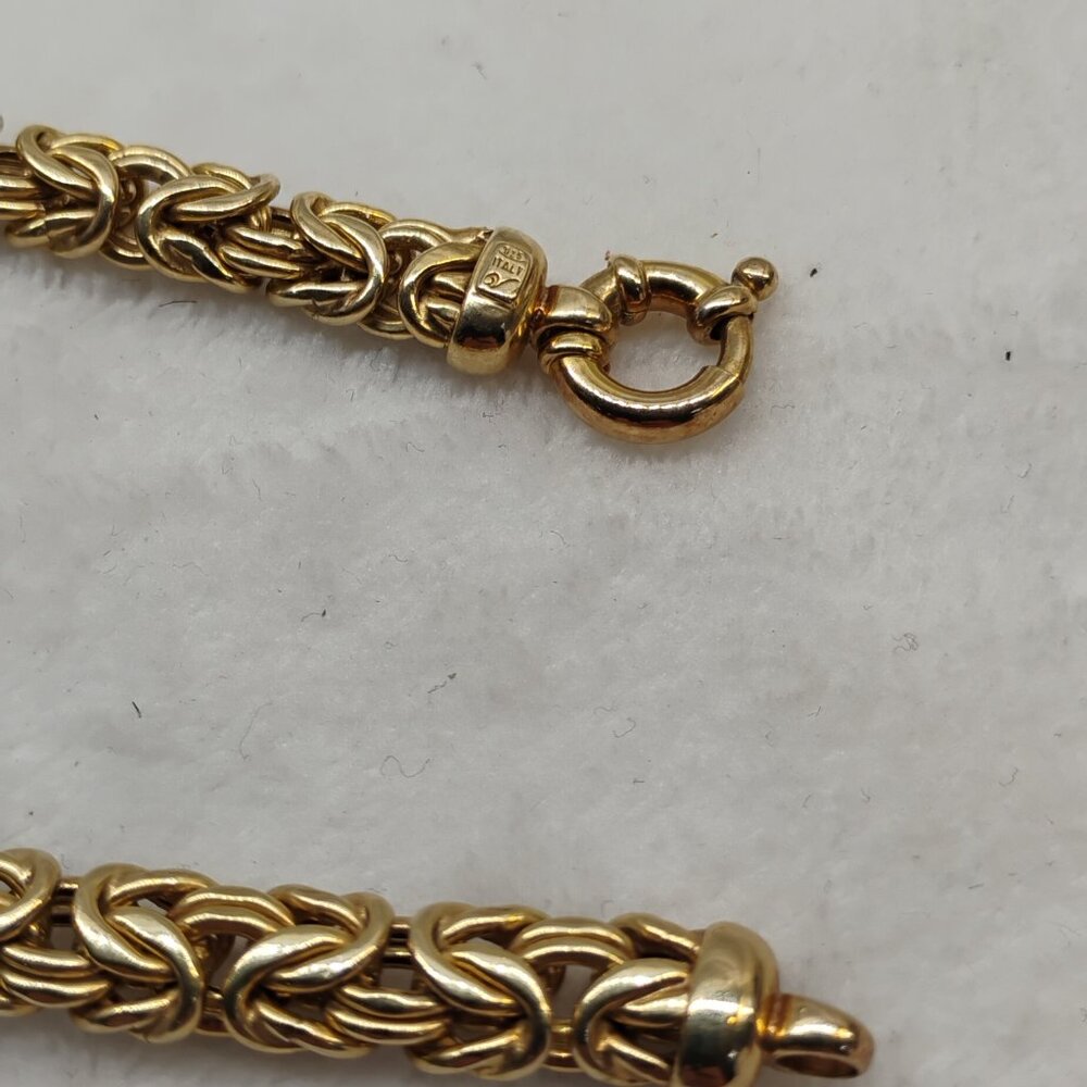 Vintage Silver Byzantine Large Necklace Italy .925 Sterling 20" Gold Tone Chain - Picture 5 of 12